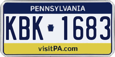 PA license plate KBK1683
