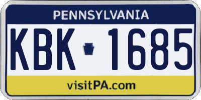 PA license plate KBK1685