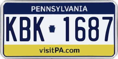 PA license plate KBK1687