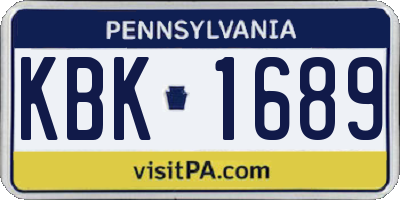 PA license plate KBK1689