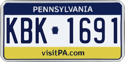 PA license plate KBK1691