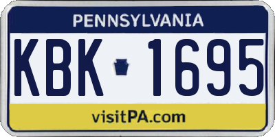 PA license plate KBK1695