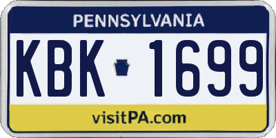 PA license plate KBK1699