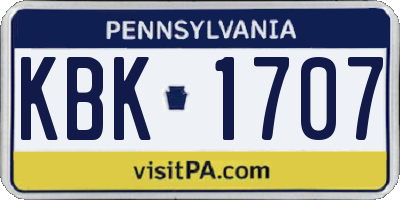 PA license plate KBK1707