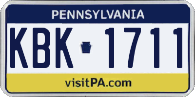 PA license plate KBK1711