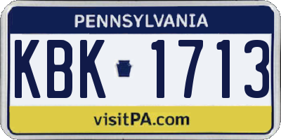 PA license plate KBK1713