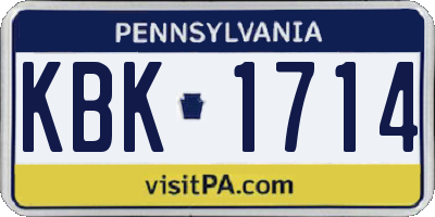 PA license plate KBK1714