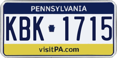 PA license plate KBK1715