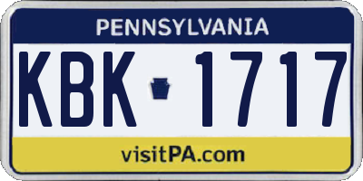 PA license plate KBK1717