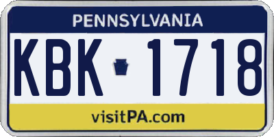PA license plate KBK1718