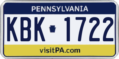 PA license plate KBK1722