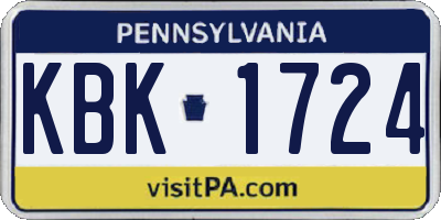 PA license plate KBK1724