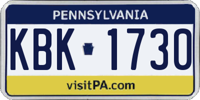 PA license plate KBK1730