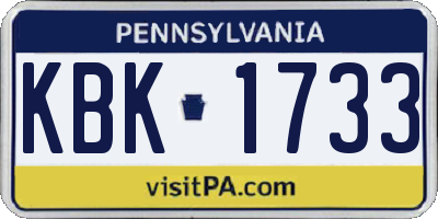 PA license plate KBK1733