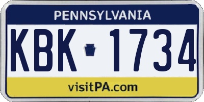 PA license plate KBK1734