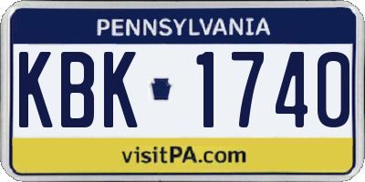 PA license plate KBK1740