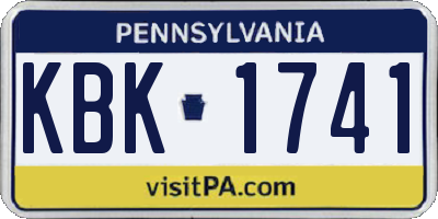 PA license plate KBK1741