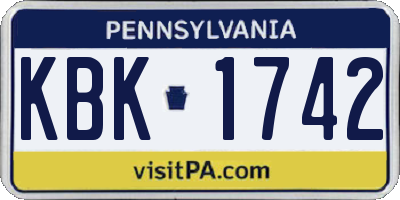 PA license plate KBK1742