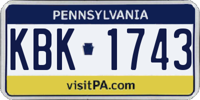 PA license plate KBK1743