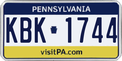 PA license plate KBK1744