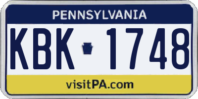 PA license plate KBK1748