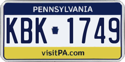 PA license plate KBK1749