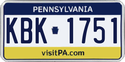 PA license plate KBK1751