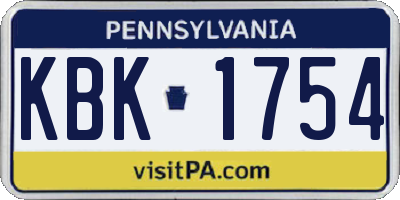 PA license plate KBK1754