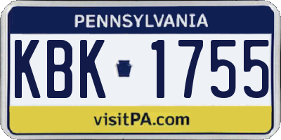 PA license plate KBK1755