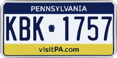 PA license plate KBK1757
