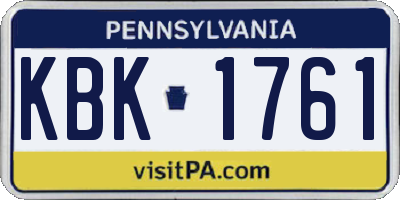 PA license plate KBK1761