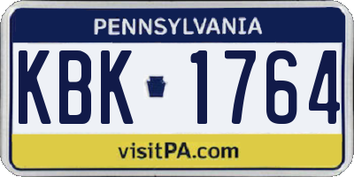 PA license plate KBK1764