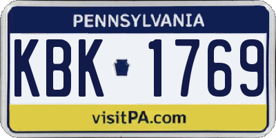 PA license plate KBK1769