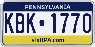 PA license plate KBK1770