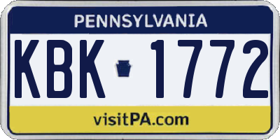 PA license plate KBK1772