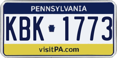 PA license plate KBK1773