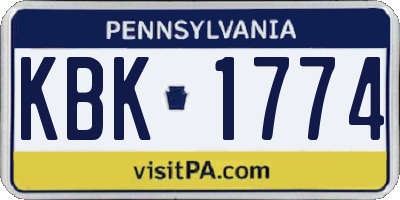 PA license plate KBK1774