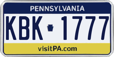 PA license plate KBK1777