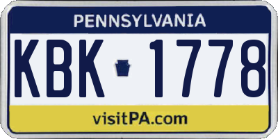PA license plate KBK1778