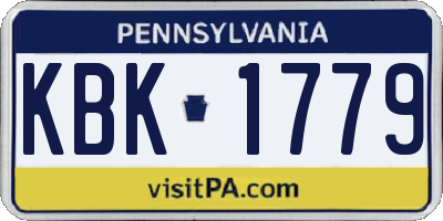 PA license plate KBK1779