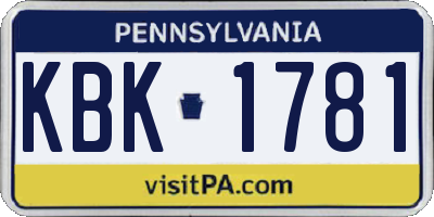 PA license plate KBK1781