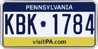 PA license plate KBK1784