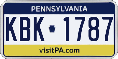 PA license plate KBK1787