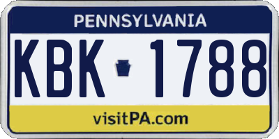 PA license plate KBK1788