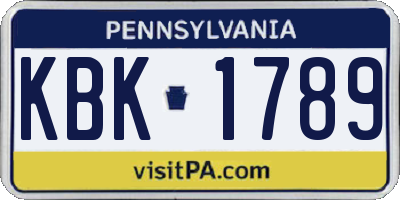 PA license plate KBK1789