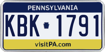 PA license plate KBK1791