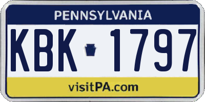 PA license plate KBK1797