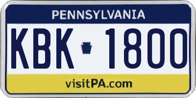 PA license plate KBK1800