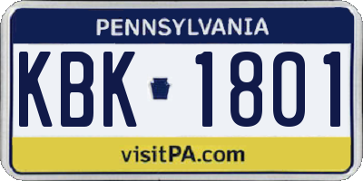 PA license plate KBK1801