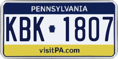 PA license plate KBK1807